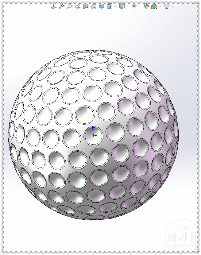 在solidworks里用两种方法画高尔夫球