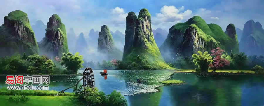 擅长油画风景,他的作品,多以桂林山水为题材,为风景色彩融入艺术灵魂