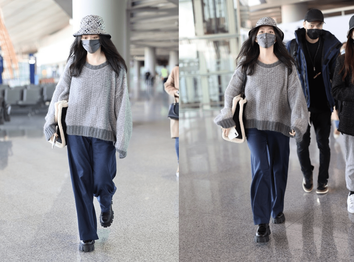 毛衣 张靓颖不化妆也跟路人没区别,不过素颜却不丑,穿红色毛衣好随性