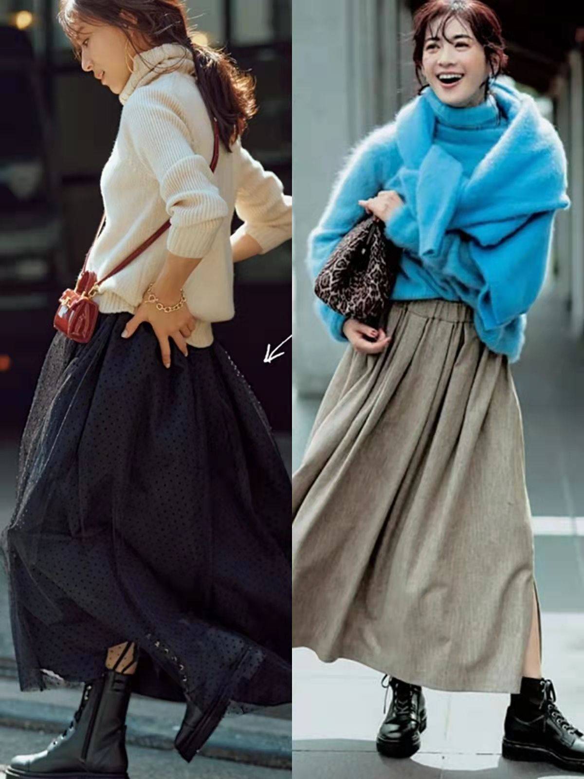 毛衣 妈妈辈穿“毛衣+过膝裙”时,建议多搭这几双鞋,穿出时尚气质