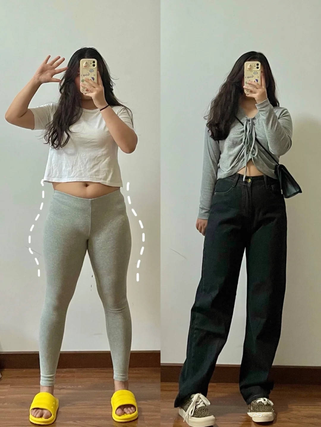 腰臀肥胖的身材我们先来看一组对比图,这是同一位博主,可以看出身材是