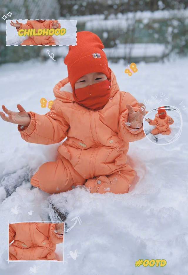 设计 刘璇娘仨雪地撒欢，罕晒女儿太像爸，一对儿女穿百元国货超节俭