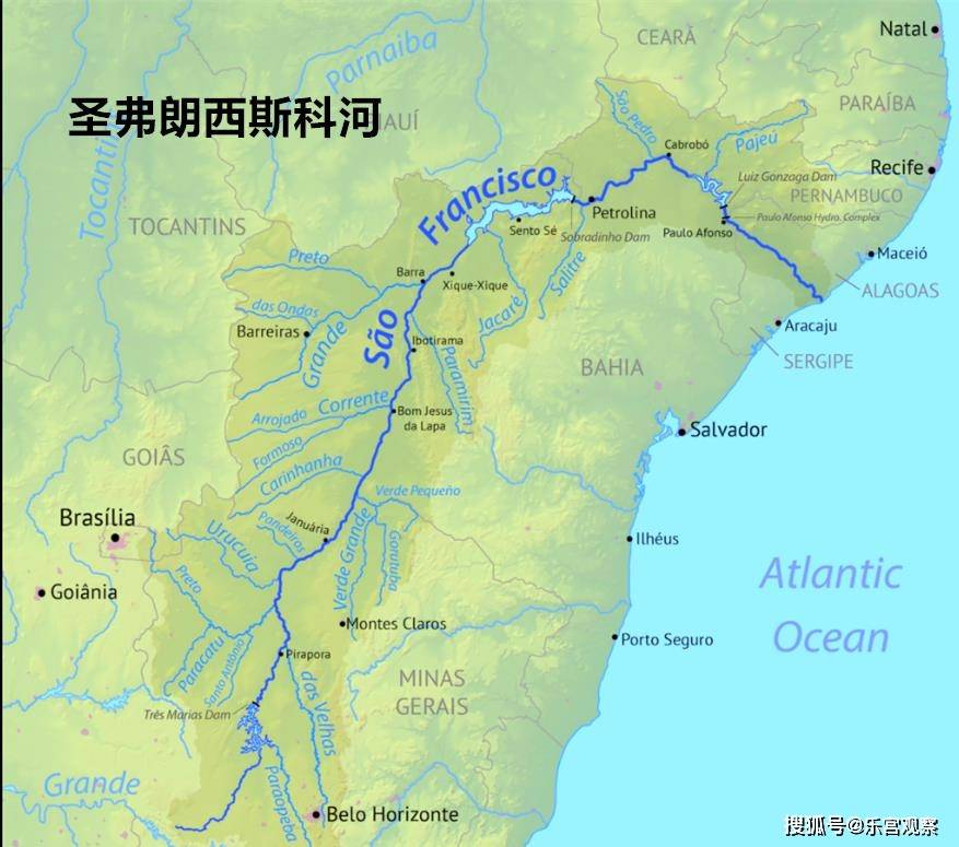 巴西高原东南部的脊状山岭对河流的流向同样起到了阻碍作用.