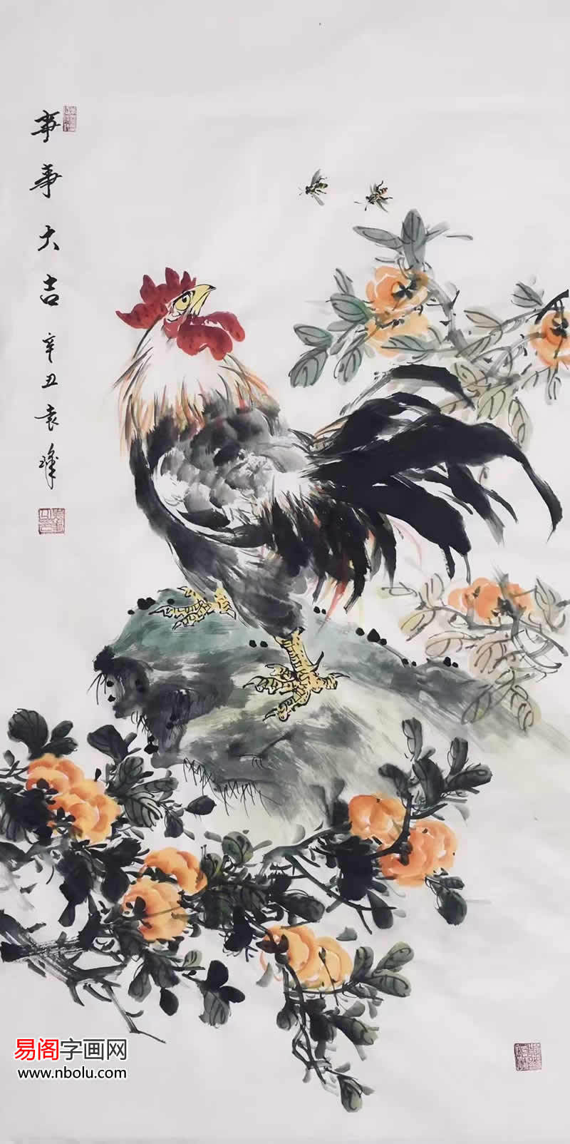 五德之禽,吉祥美好,袁峰画鸡,笔墨生命的灵性和鸣_雄鸡_写意_朝气