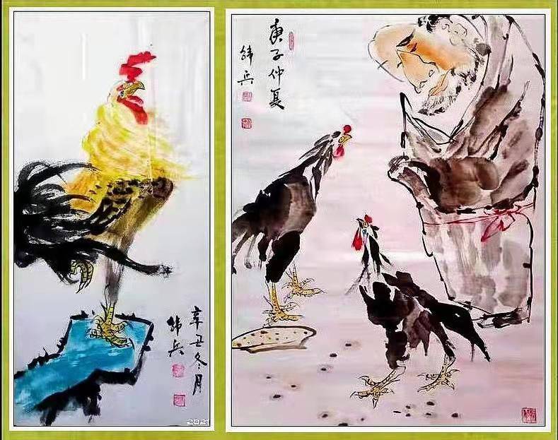 啼醒千年寿州城临行弄笔开境界过路金雕绕不停福星凯燕闻鸡鸣张世玉