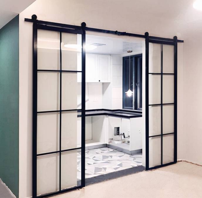 厨房别再装推拉门了,现在都流行吊轨门,既美观又实用_装修_装饰_效果