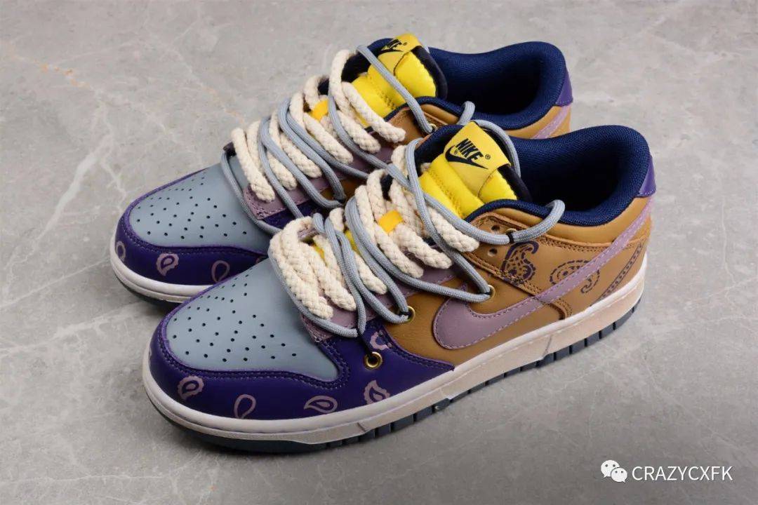 耐克 nike dunk low retro vibe 紫棕解构腰果花做旧高街板鞋