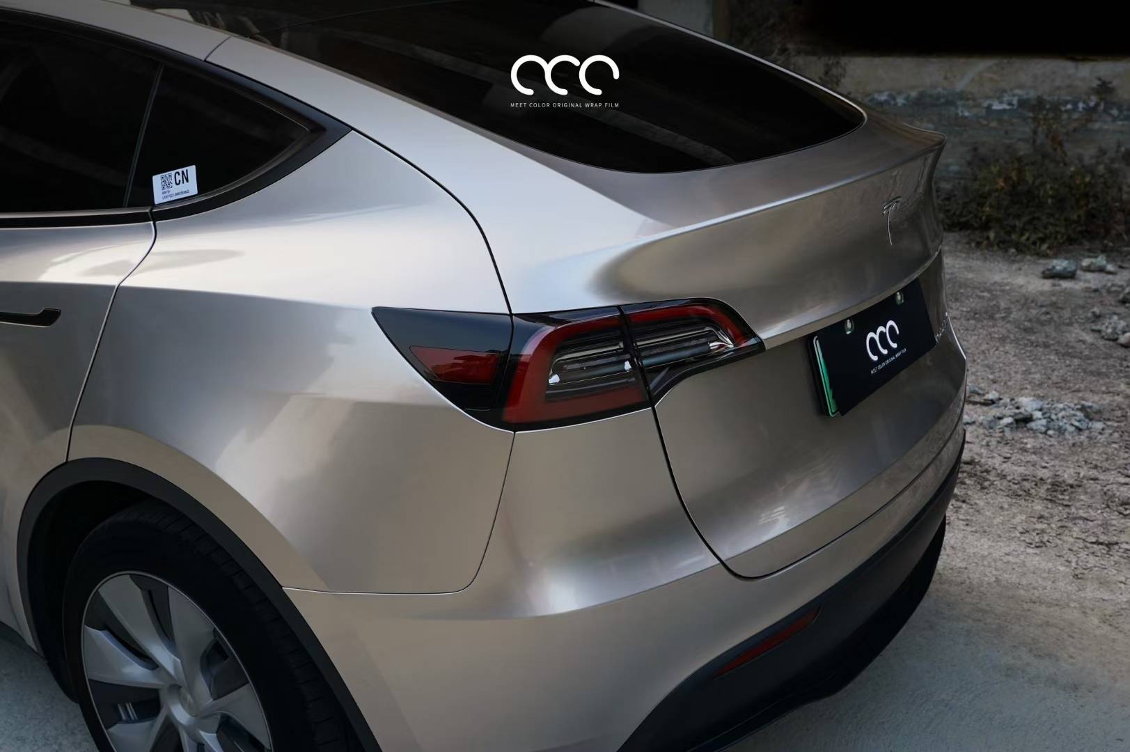 特斯拉modely漫彩改色膜电镀金属钨钢