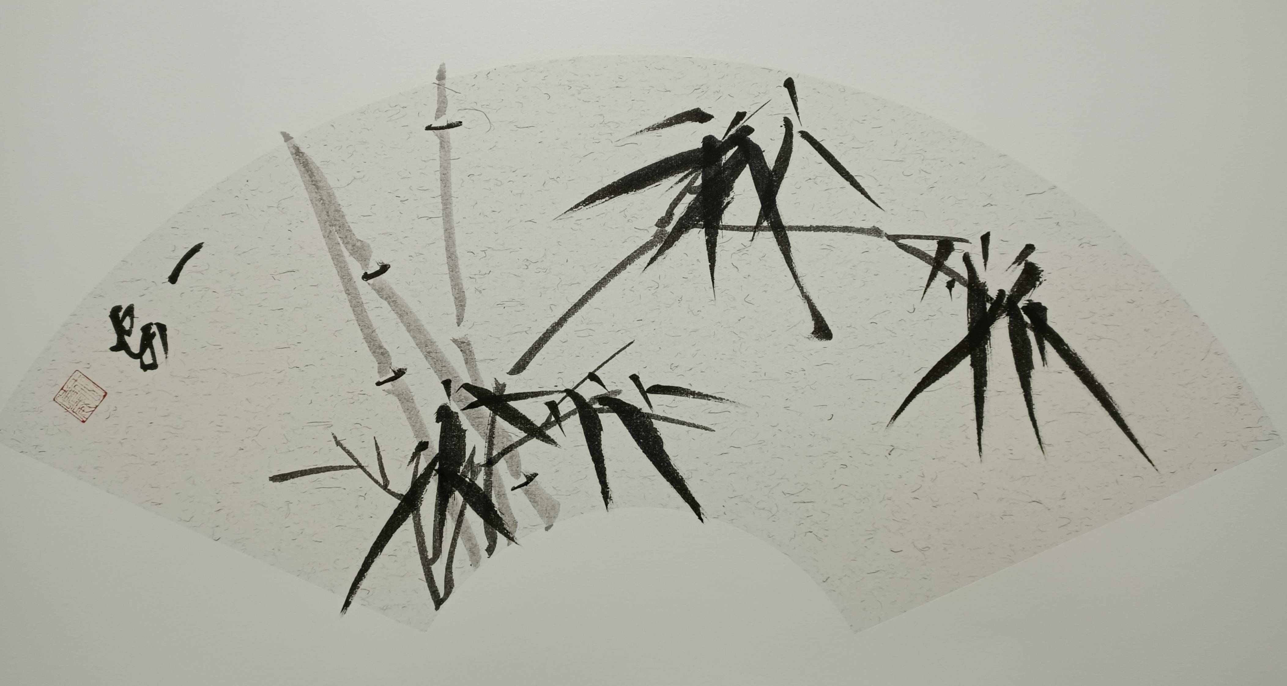 王晓威梅兰竹菊扇面水墨作品古典美