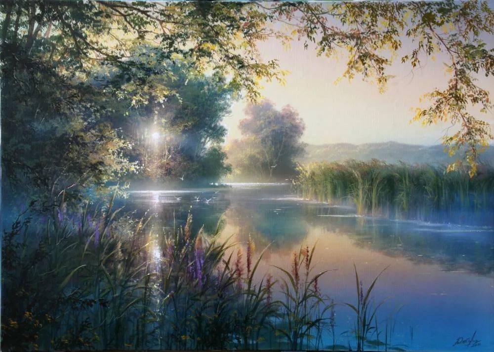 风景画大师尤什凯维奇的绘画独特的森林与田野之美