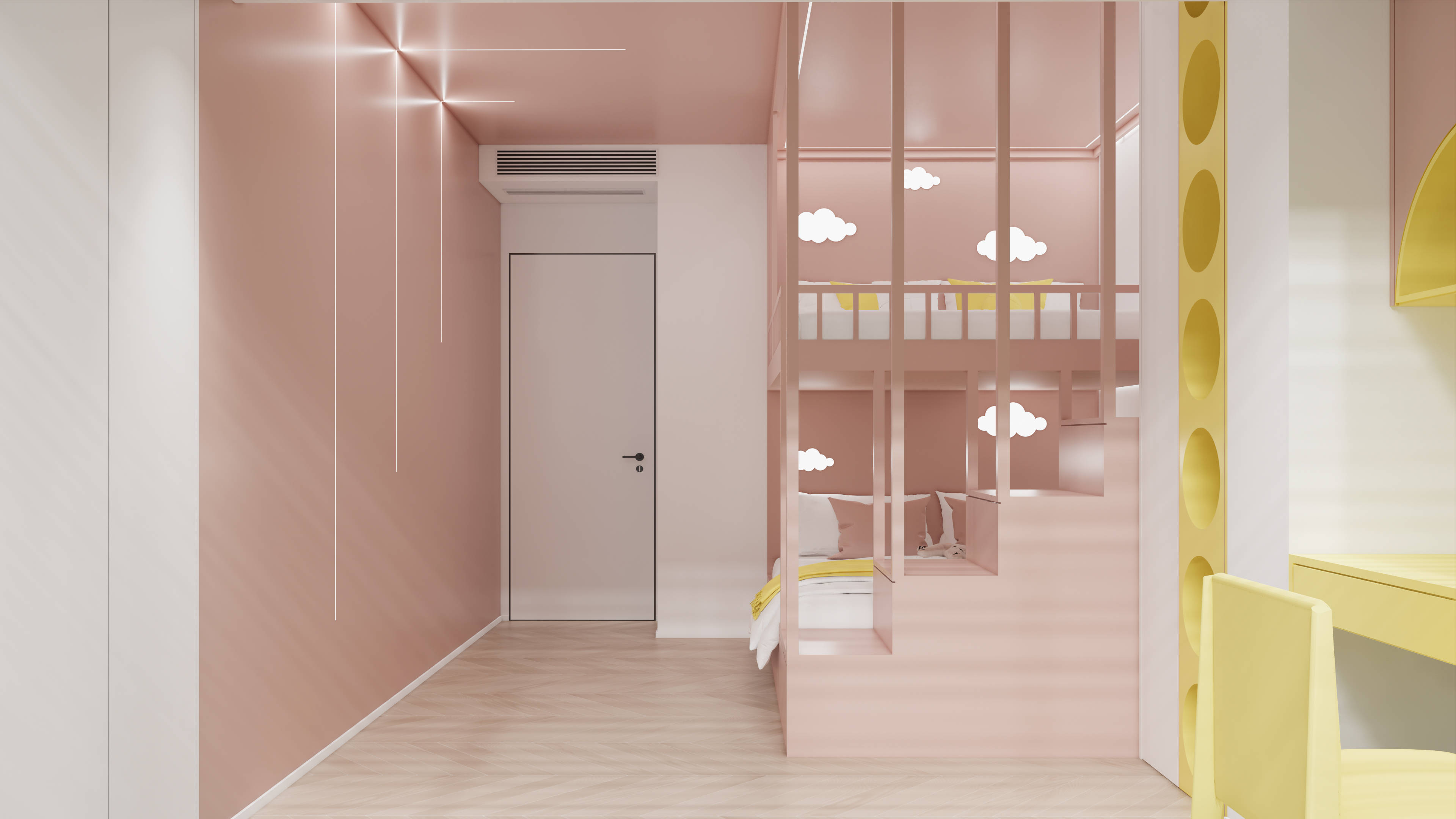 搭配明黄色,充满童真浪漫,是所有"小公主"都会喜欢的房间