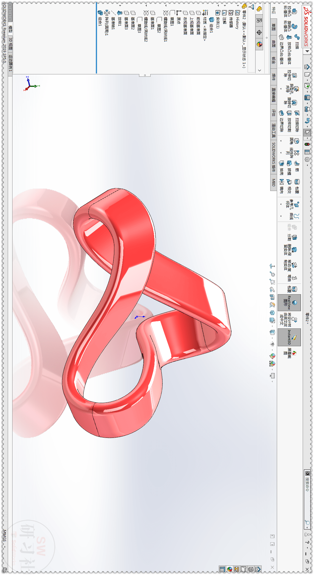 用solidworks画一个三角形的莫比乌斯环