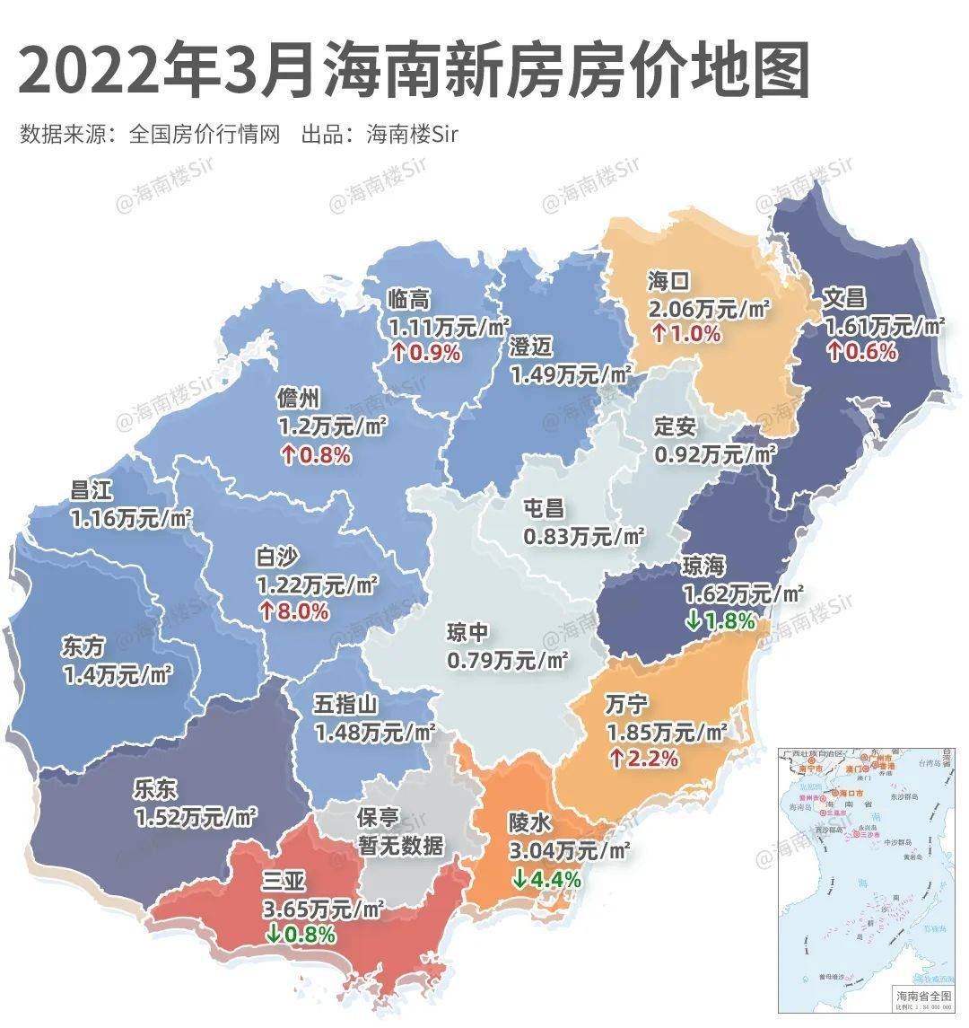 3月海南房价地图出炉!海口均价2万 ,新房最高2.8万/㎡