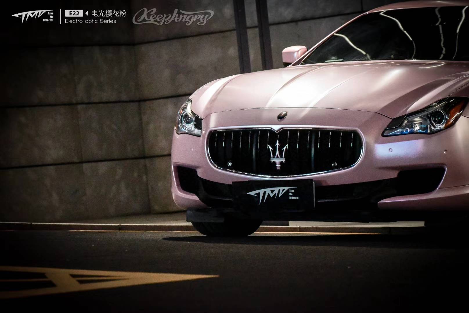 优雅又不失率真,玛莎拉蒂吉博力电光樱花粉改色膜 tmd潮牌_take_电光