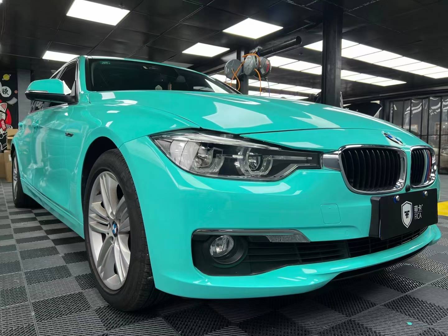 宝马320li菲卡改色膜超亮水晶蒂芙尼