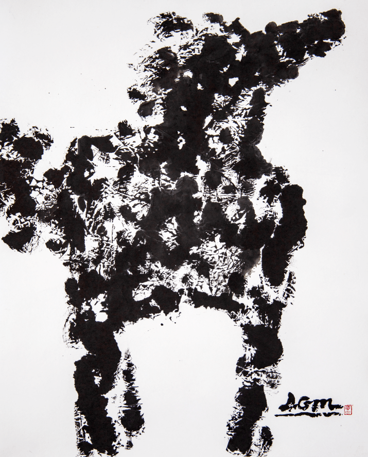 所以,对于李广明这批新的以马的形象为题材的水墨作品而言,固然有他