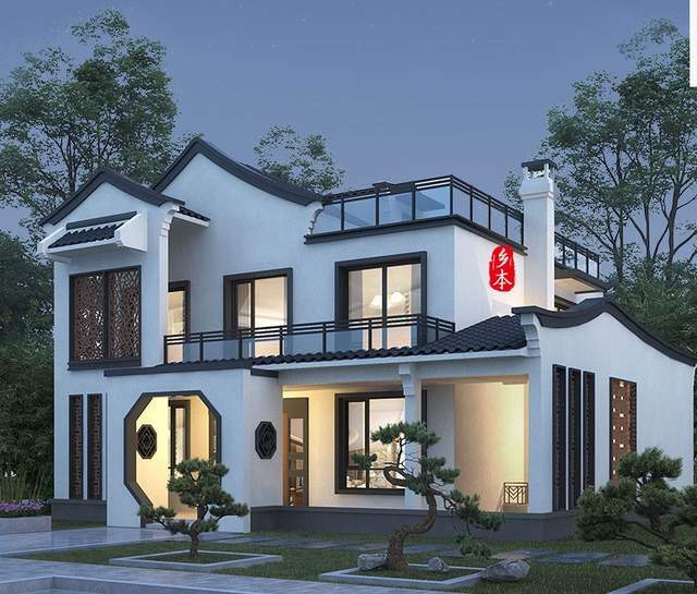 第二款:乡本新徽派乡本新徽派乡墅提取了徽派建筑中白墙,小青瓦,马头