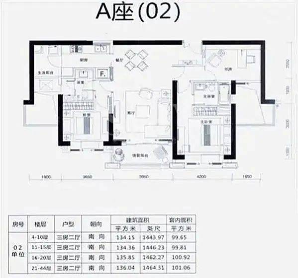 朗晴居二期a栋户型图图片