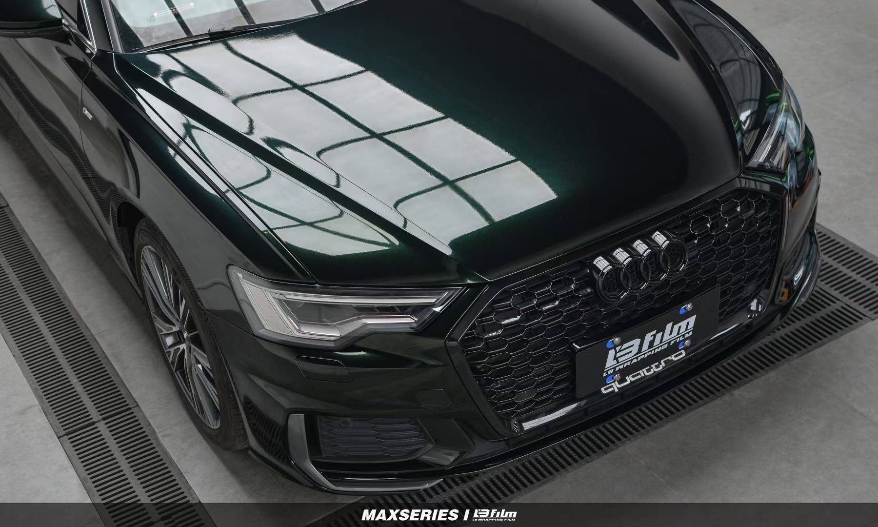 奥迪a6lbfilm改色膜原厂漆祖母石绿