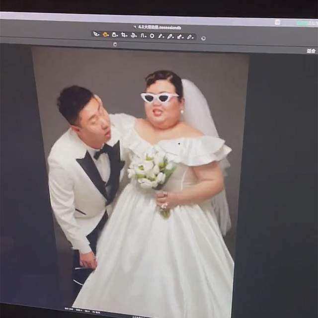 原创204斤大萌与老公拍婚纱照连换三套衣服仍显壮硕男方高大帅气