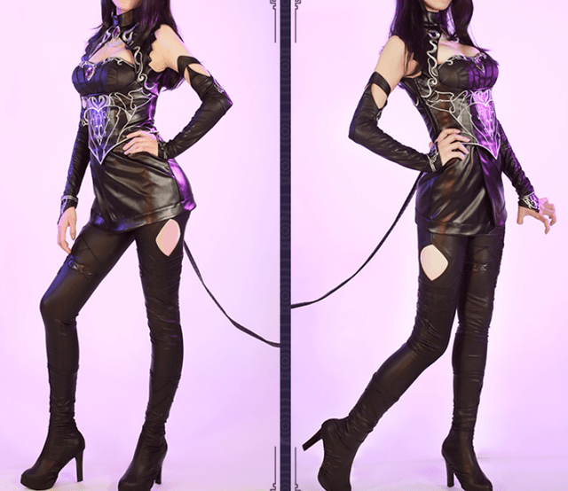 原创斗罗大陆朱竹清高清cos来袭黑色皮裤很紧成片又欲又顶