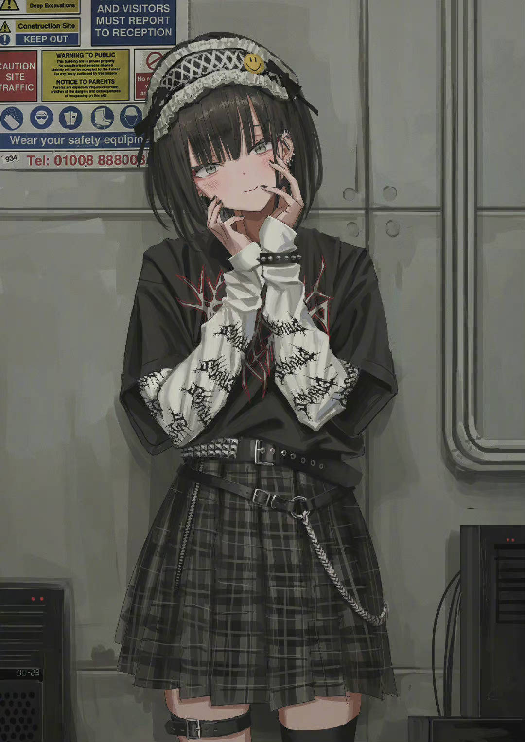 朋克风格的暗黑系萝莉插画服饰搭配方面非常突出且精致