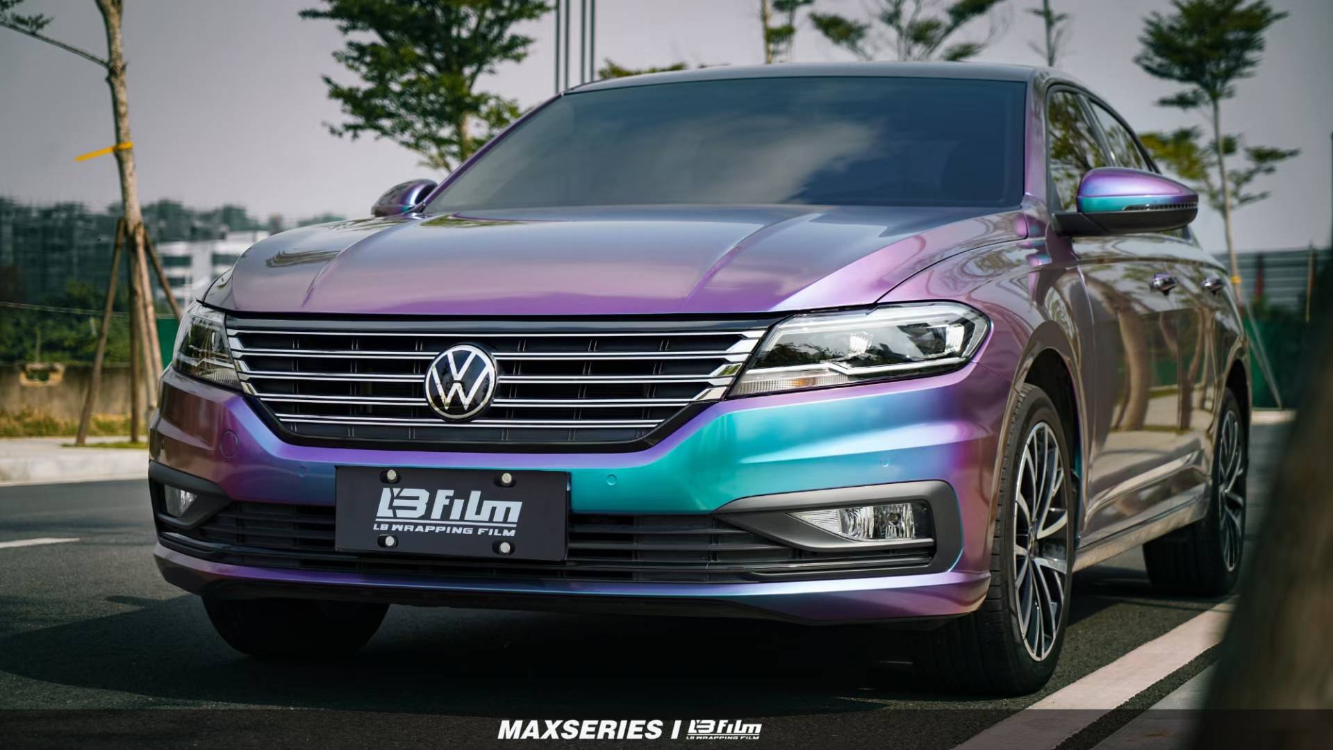 大众朗逸lbfilm改色膜pet朝霞紫