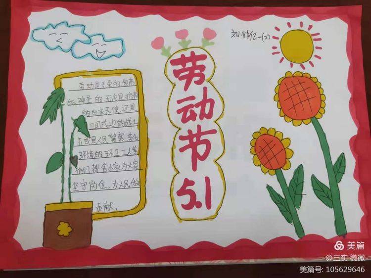 用自己的巧手绘画五一劳动主题手抄报,用那童真的心迎接最美的五一