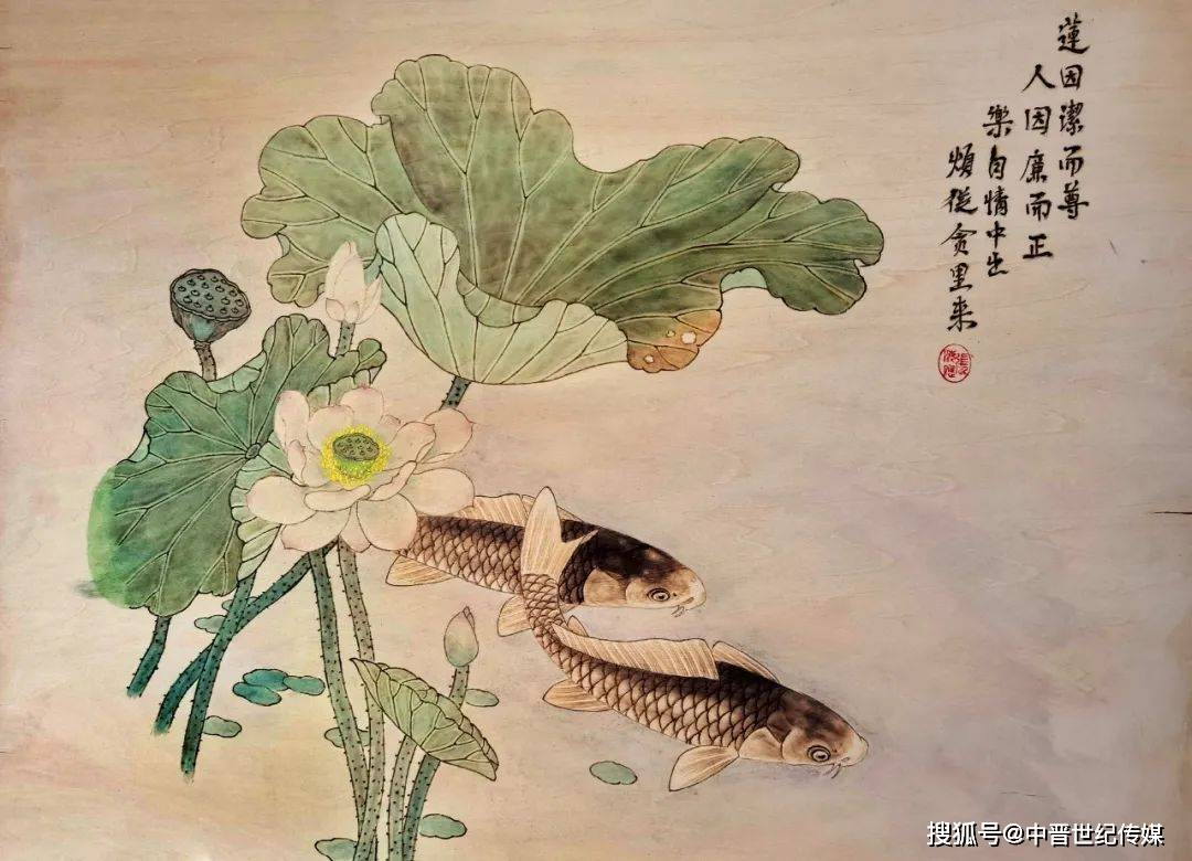 烙画作品,题材多以吕梁本土风景为创作原型,画中有山川河流,花鸟鱼虫