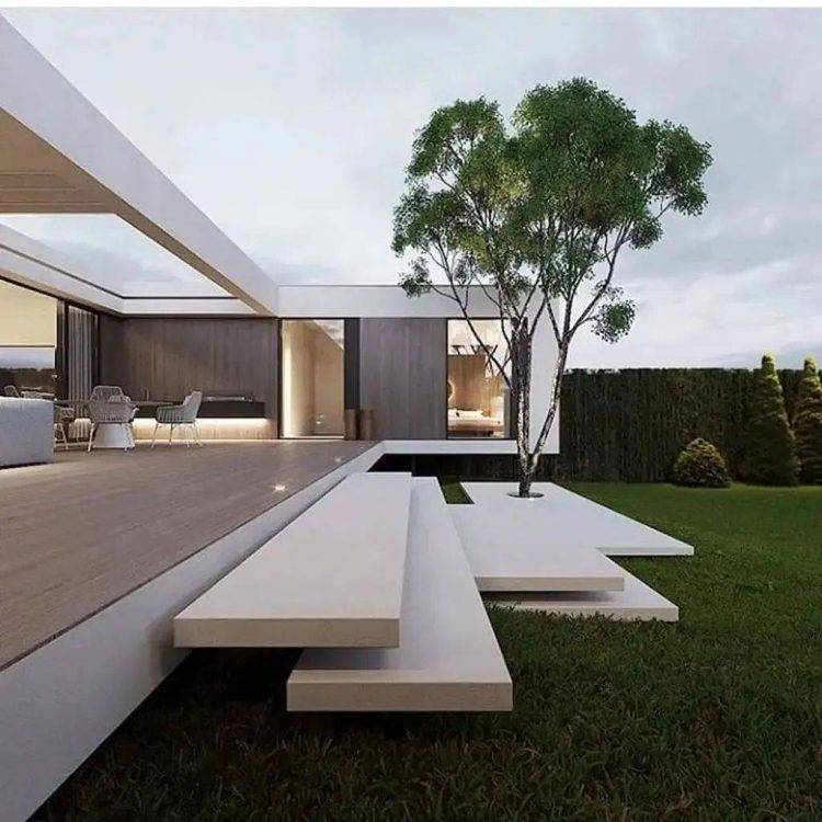 19款现代极简风格庭院花园设计实景图片案例欣赏