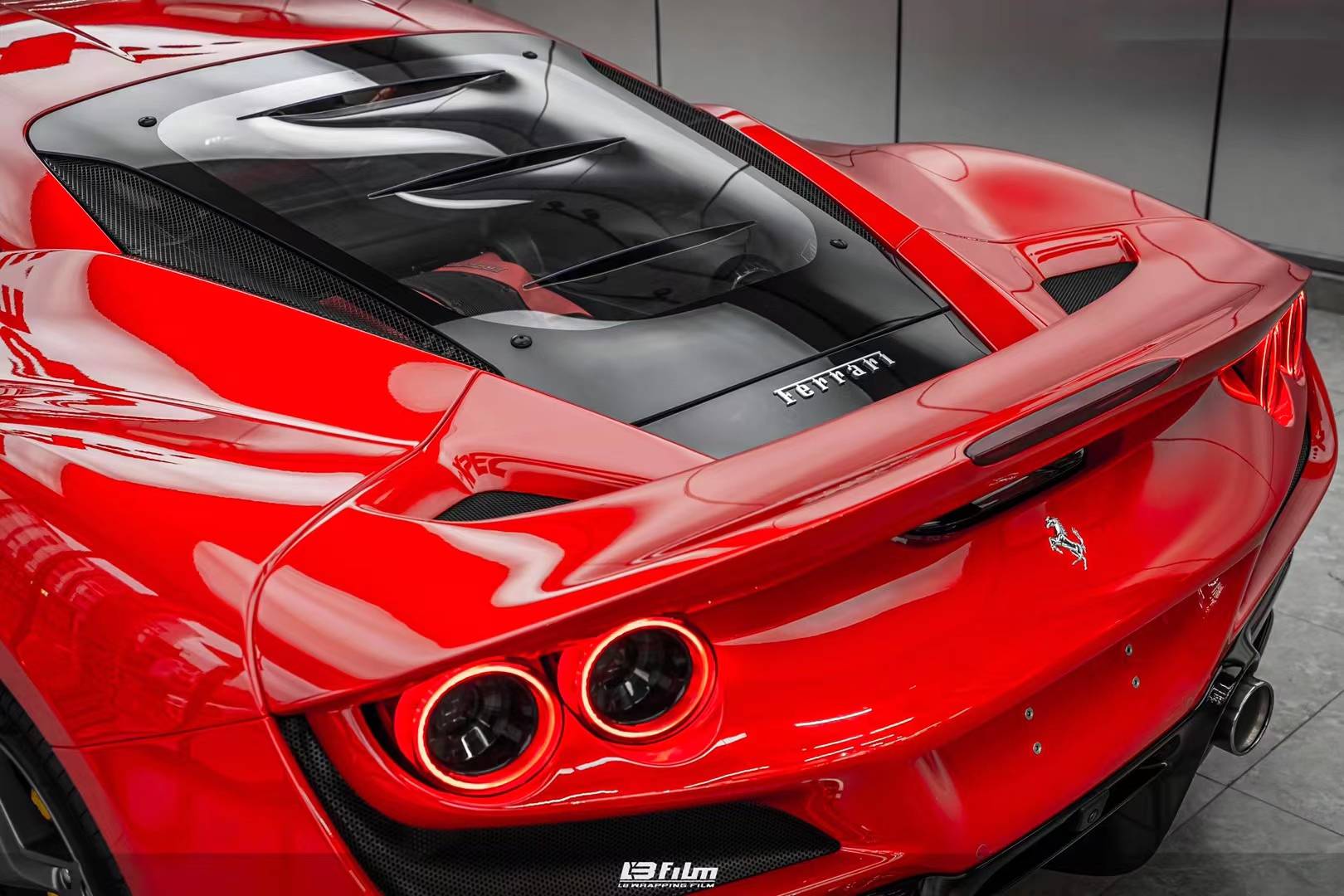 法拉利f8lbfilm改色膜高亮法拉利红