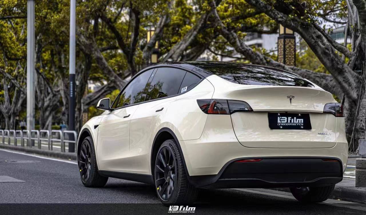 特斯拉modelylbfilm改色膜高亮卡其米兰