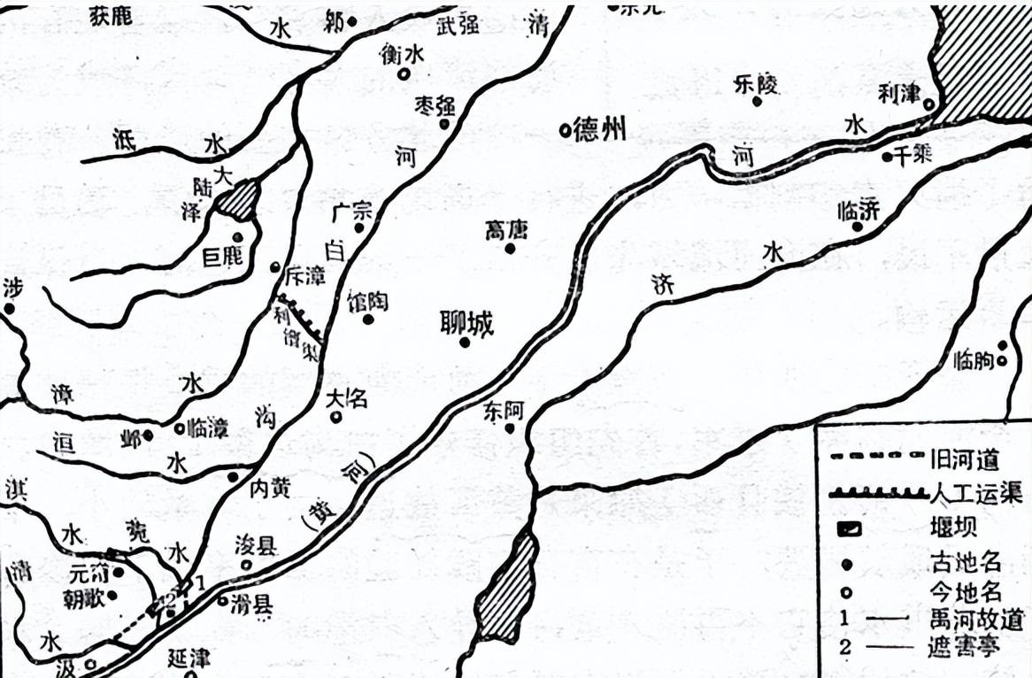 三國曹魏開鑿白溝和利漕渠以及周邊河道圖東漢末年,曹操戰勝了盤踞在