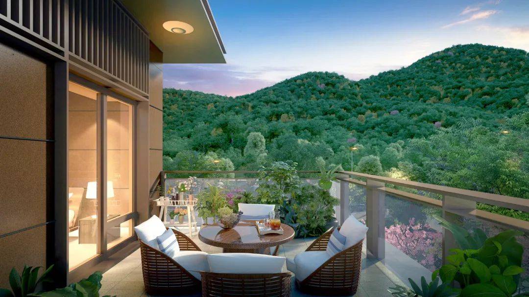 依山就势,充分利用地块原生山体景观,打造浩瀚绿海围合的一方谧境.