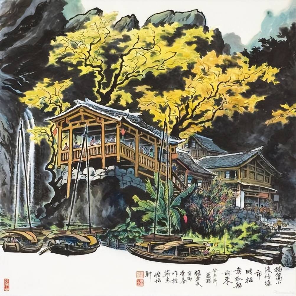界画在晋代就有所记载,在宋元时期,界画达到发展的