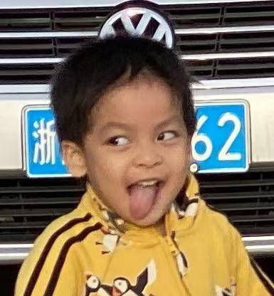 原创李佳航晒儿子正面照目光斜视并吐舌撞脸二哈气质与张伟神相似