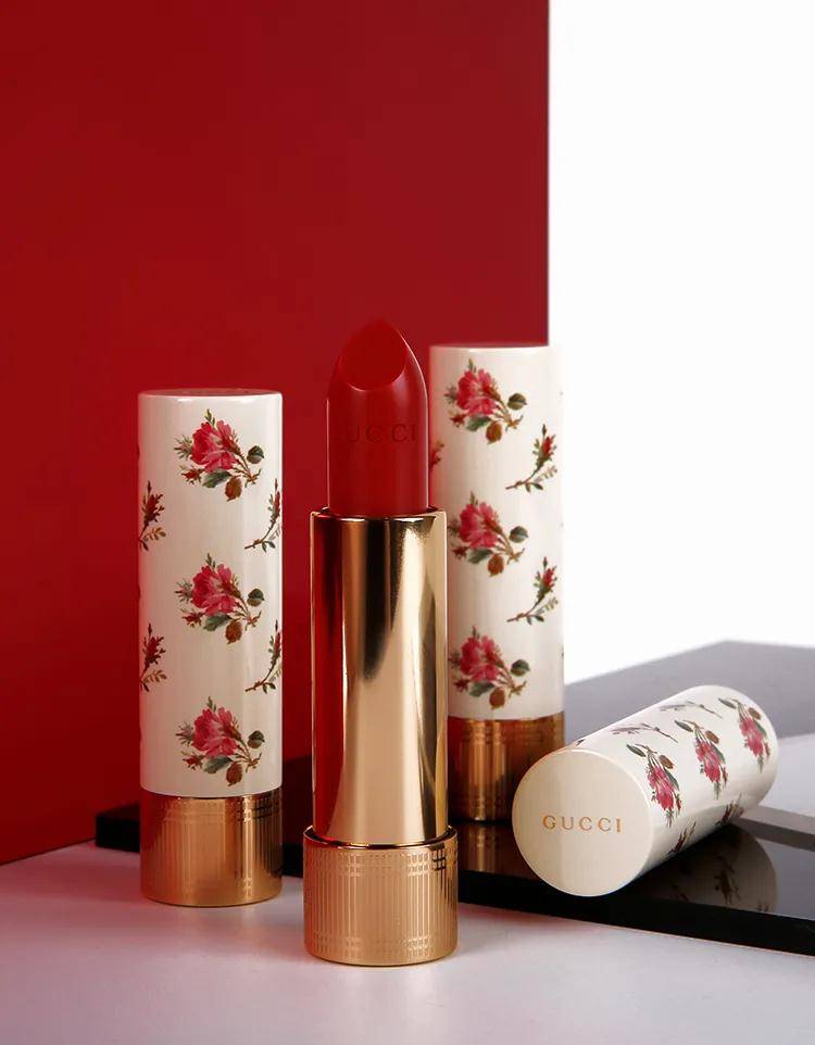 原创古驰gucci小碎花口红超美的红心蜜柚美到让人哭泣