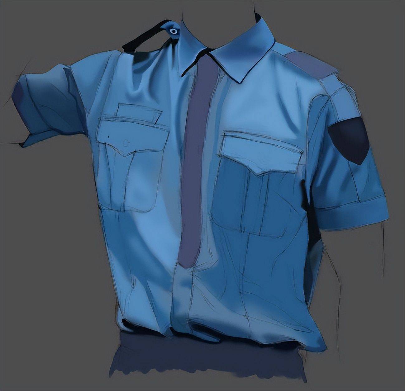 动漫制服怎么画?教你警察制服的画法步骤!_阴影_颜色_paint