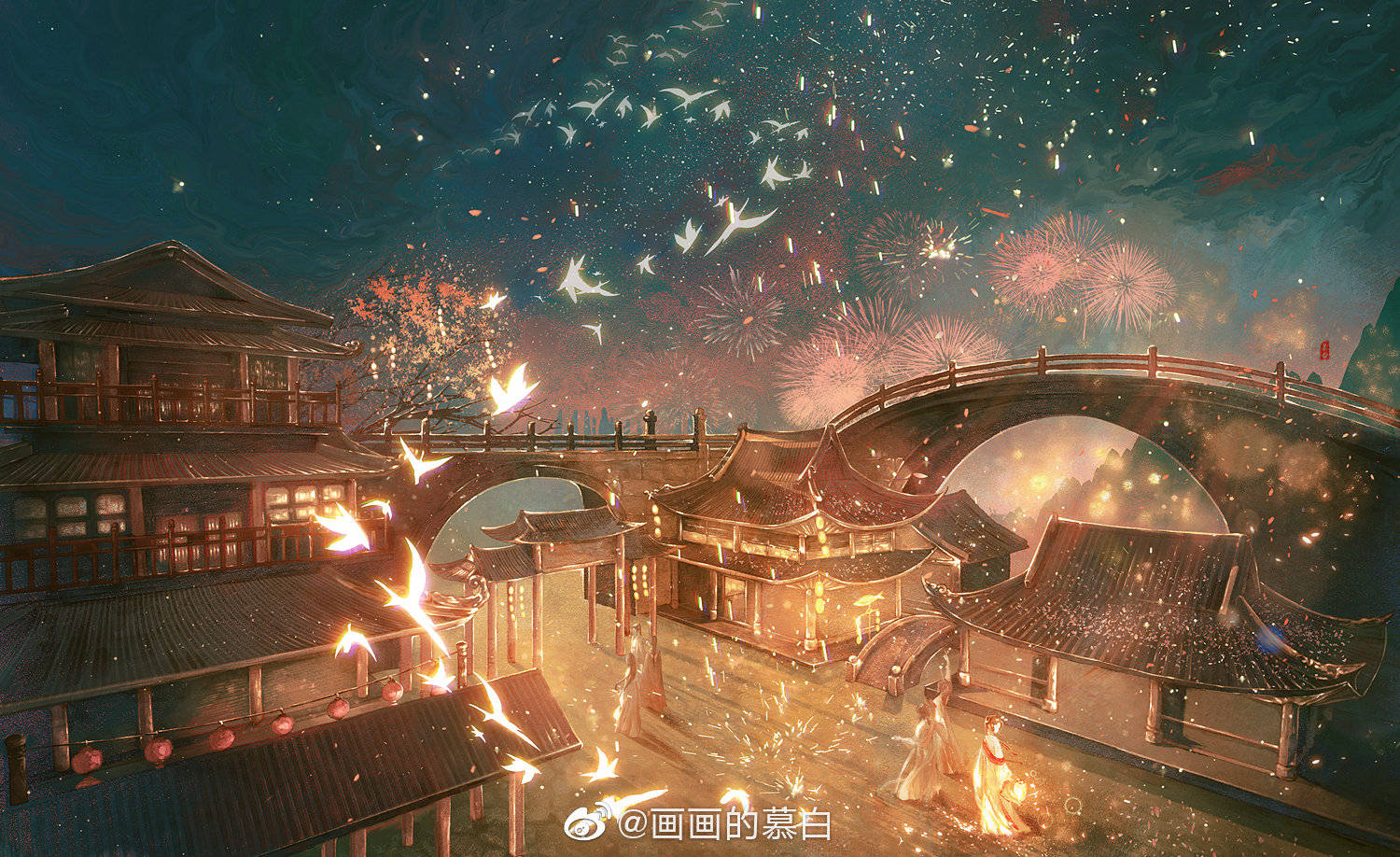 toi图益绝美的古风拼图晚霞孤舟