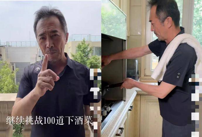 60岁戏骨郑晓宁下厨做饭身后满柜子酒好抢镜胡茬遍嘴角太沧桑