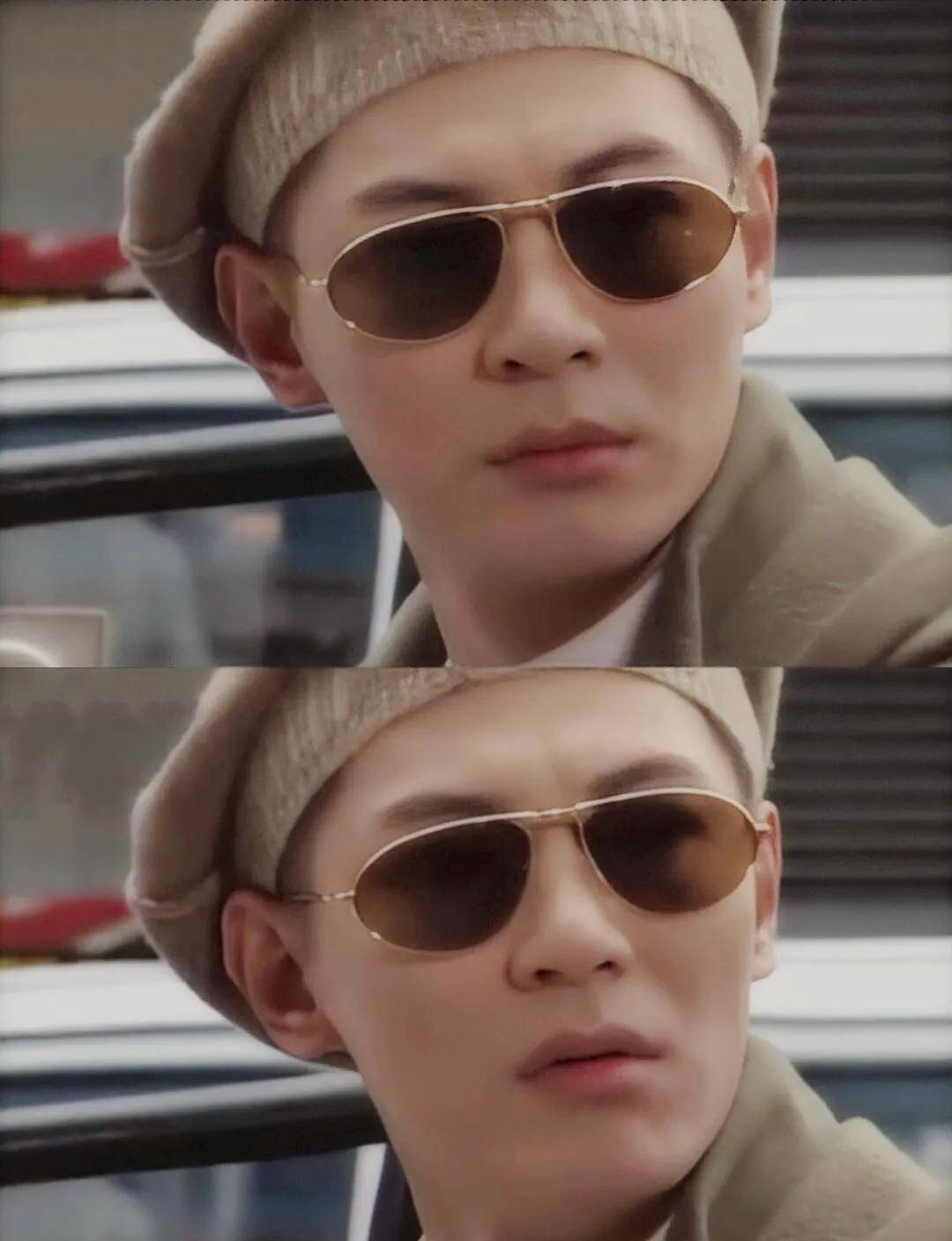 贝雷帽77墨镜的搭配让小编表示江华实在是诱人,复古港风男应该就是