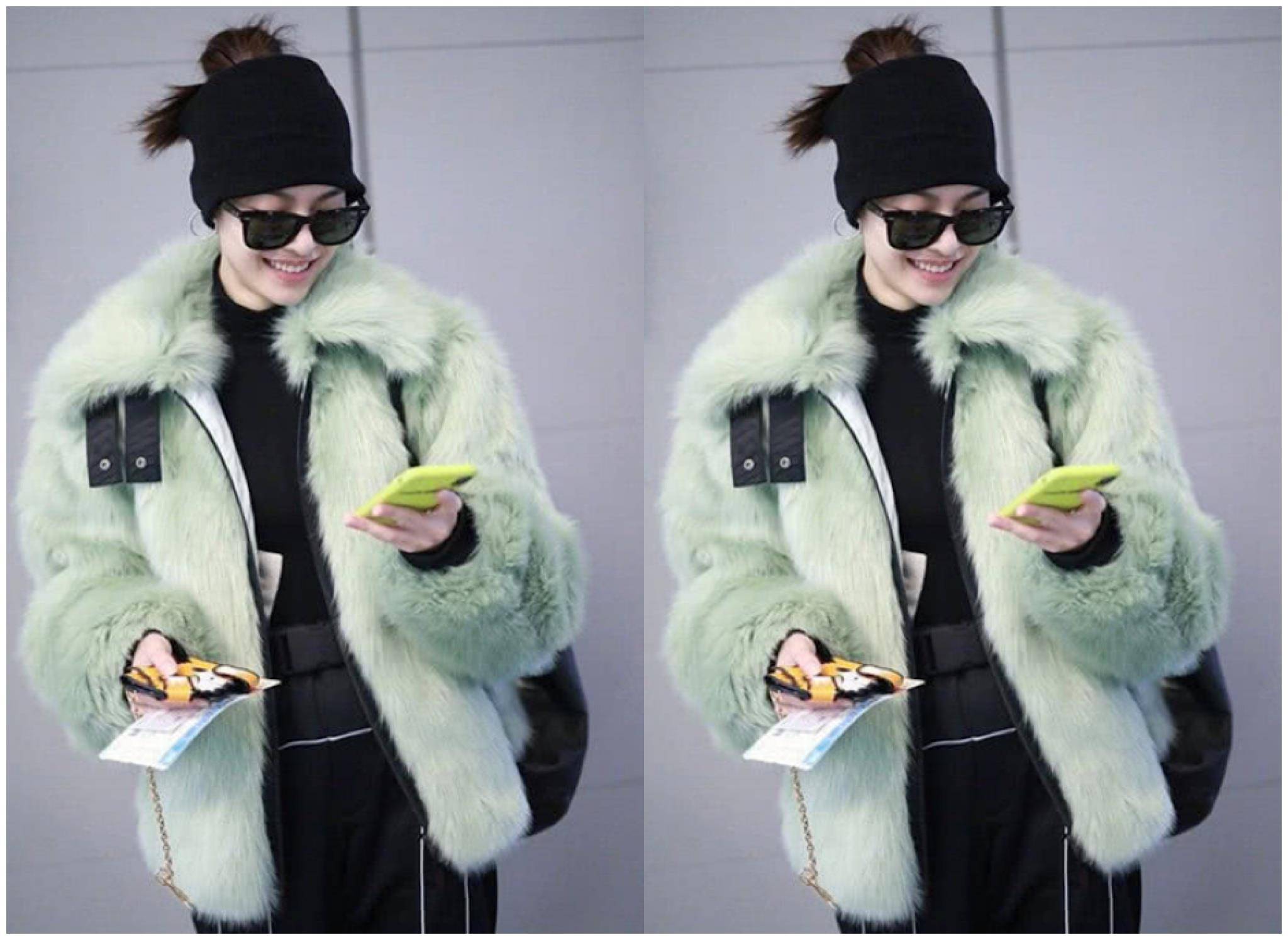 那是没穿对,跟着明星来,皮草也能很时尚!_毛皮_钟曦_黑色