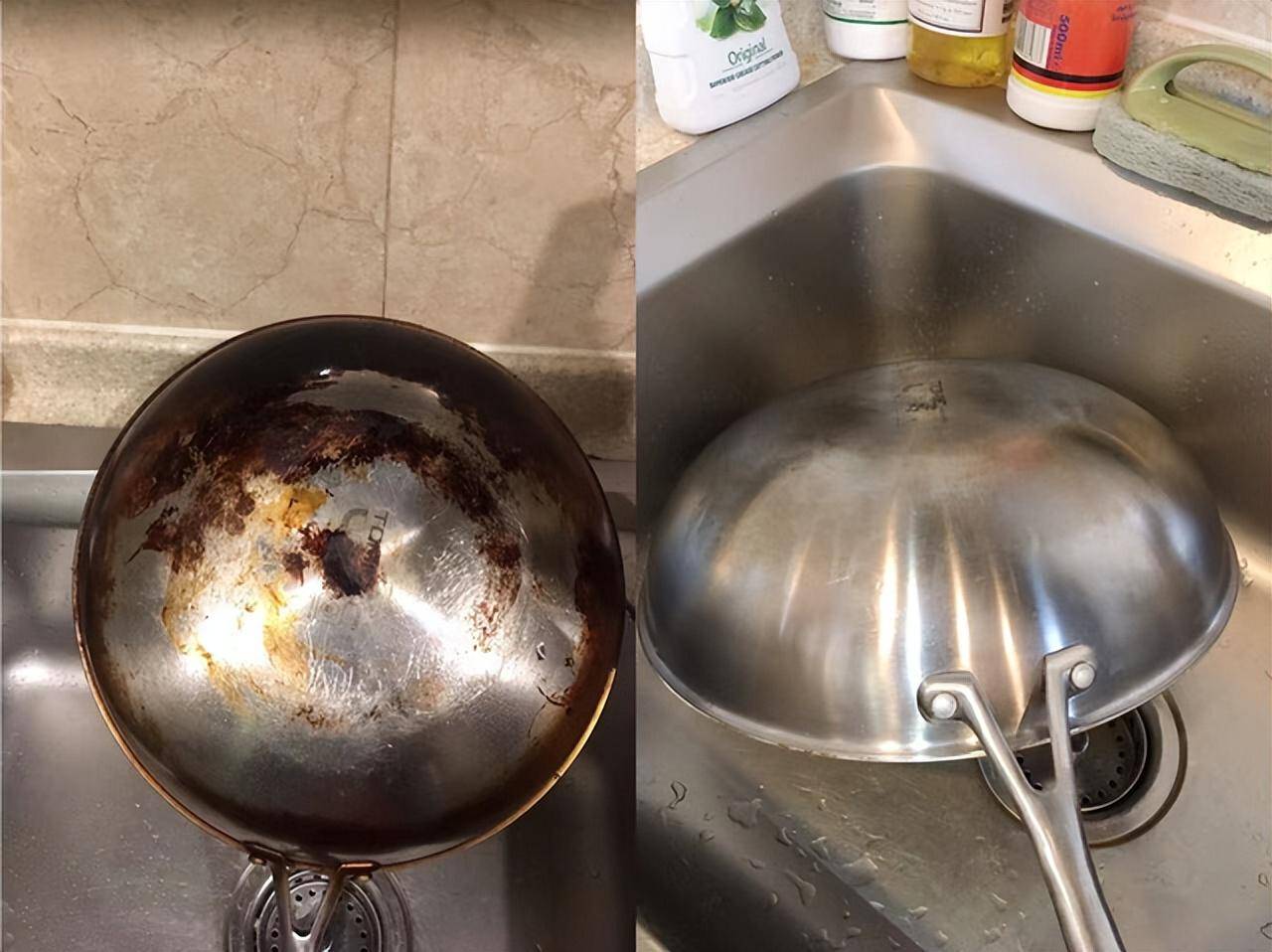 厨房里的锅太容易变黑变黄了教你2个小妙招黑锅变新锅