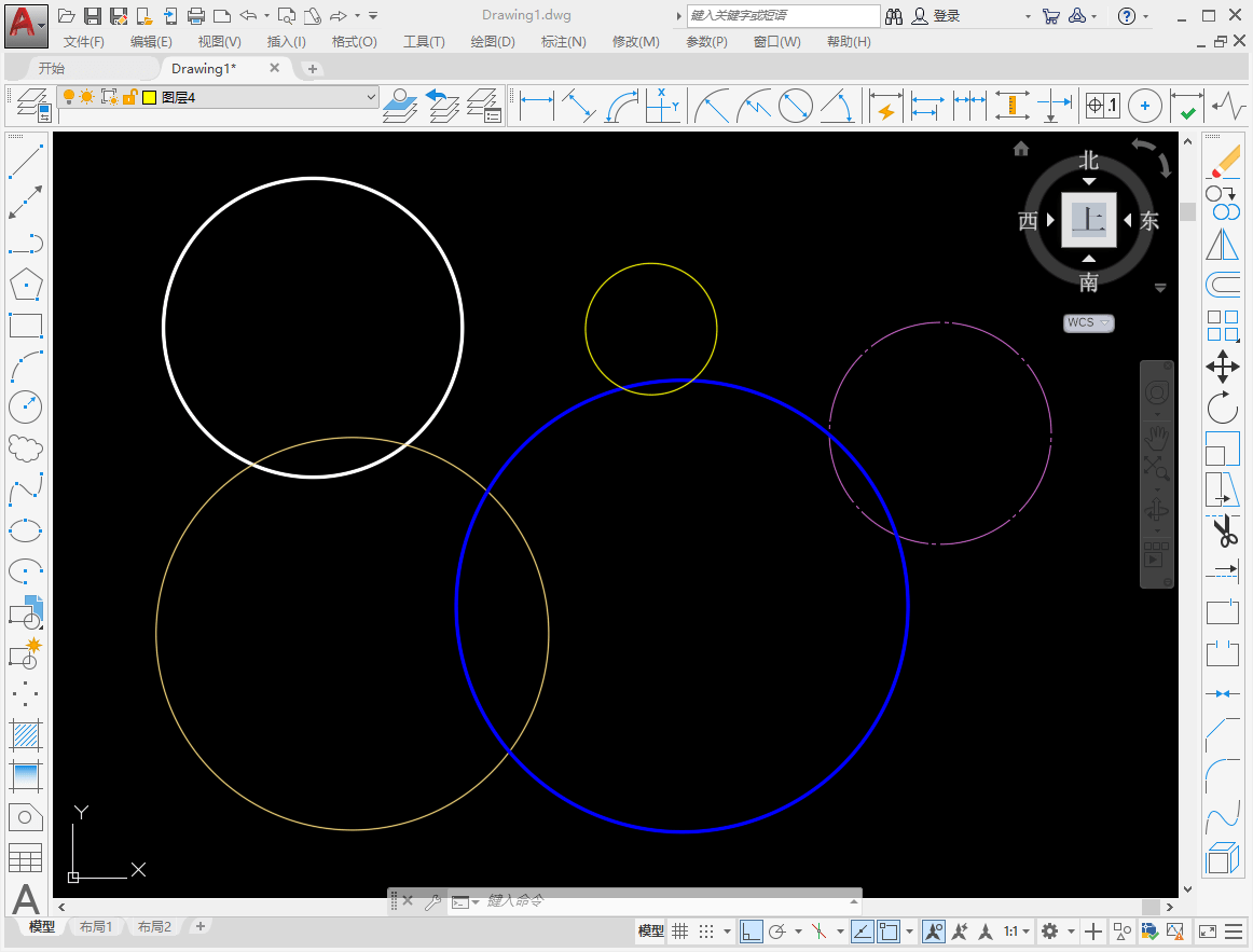 CAD如何使用几何约束命令将多个圆合并成为一个同心圆呢？