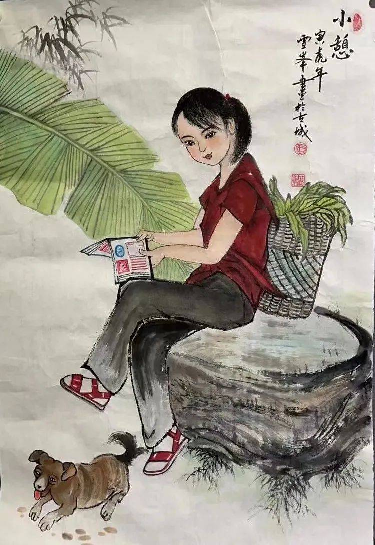 马雪峰画家的作品中,山水自然之美和人格内美相互映衬,人与自然和谐