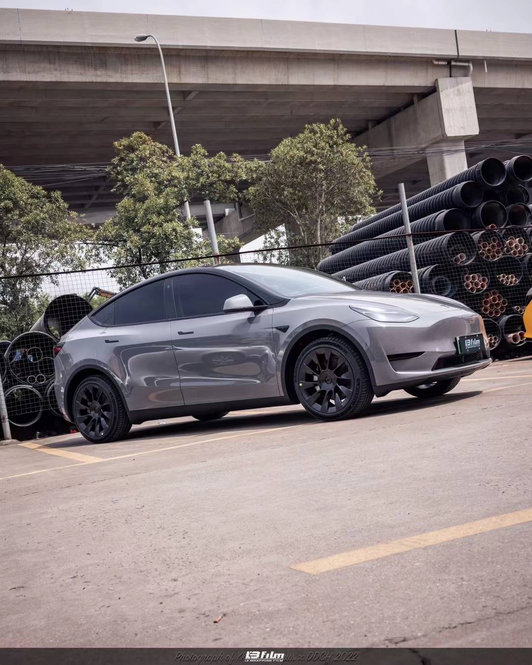 特斯拉modelylbfilm改色膜高亮纳多灰越看越耐看