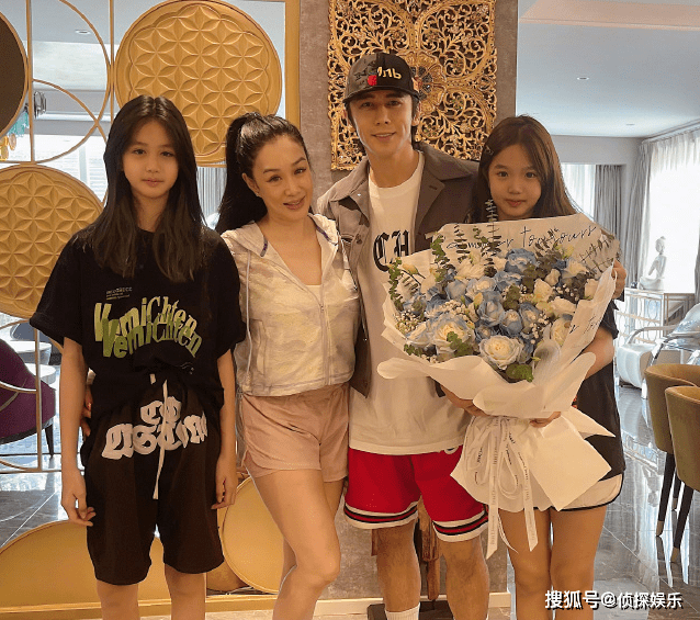 钟丽缇晒照为老公庆生,两女儿身高超妈妈