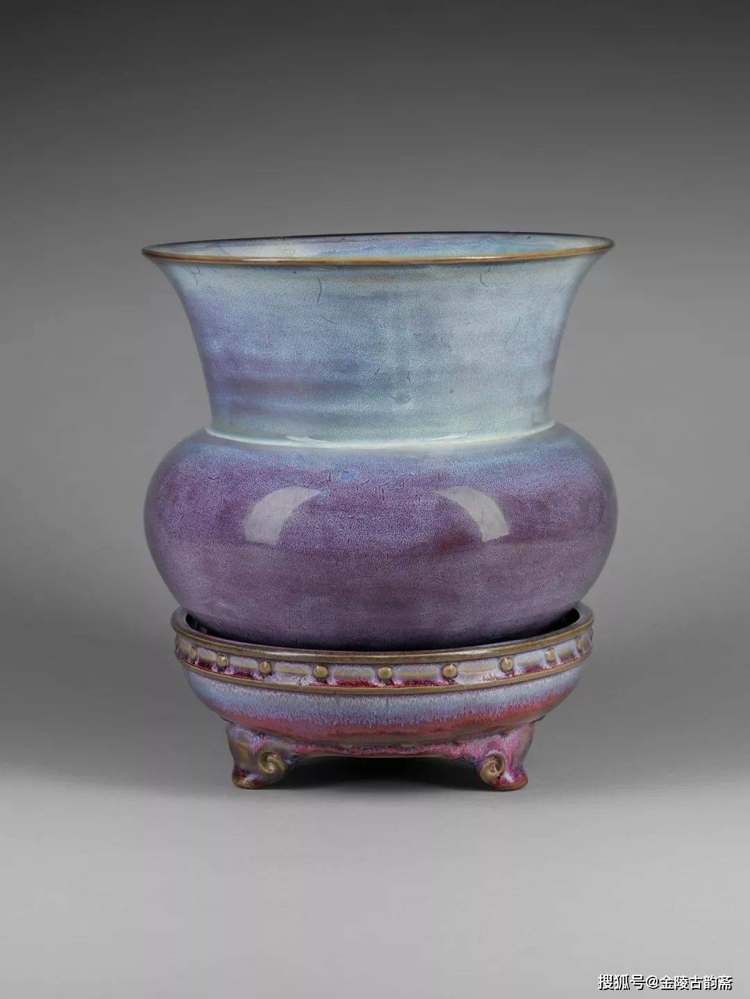 鈞窯花生 中国美術 陶磁器 | 鈞窯青磁紫班文花口瓶 元 13C | gallery陽々