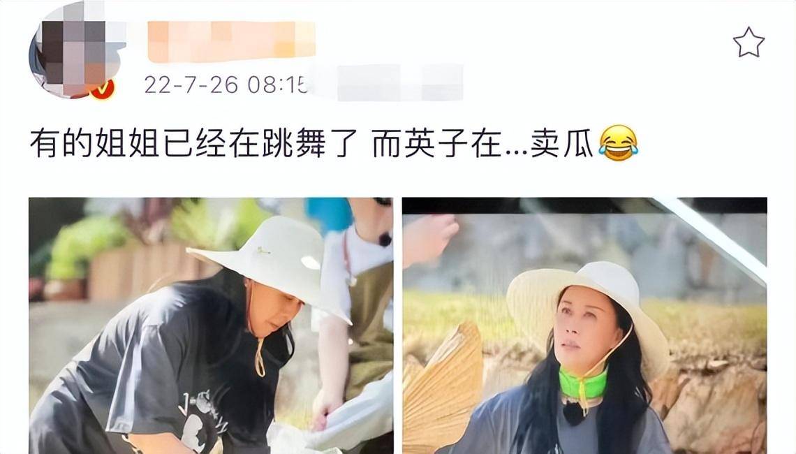 那英顶着烈日卖西瓜,头戴草帽似农村妇女