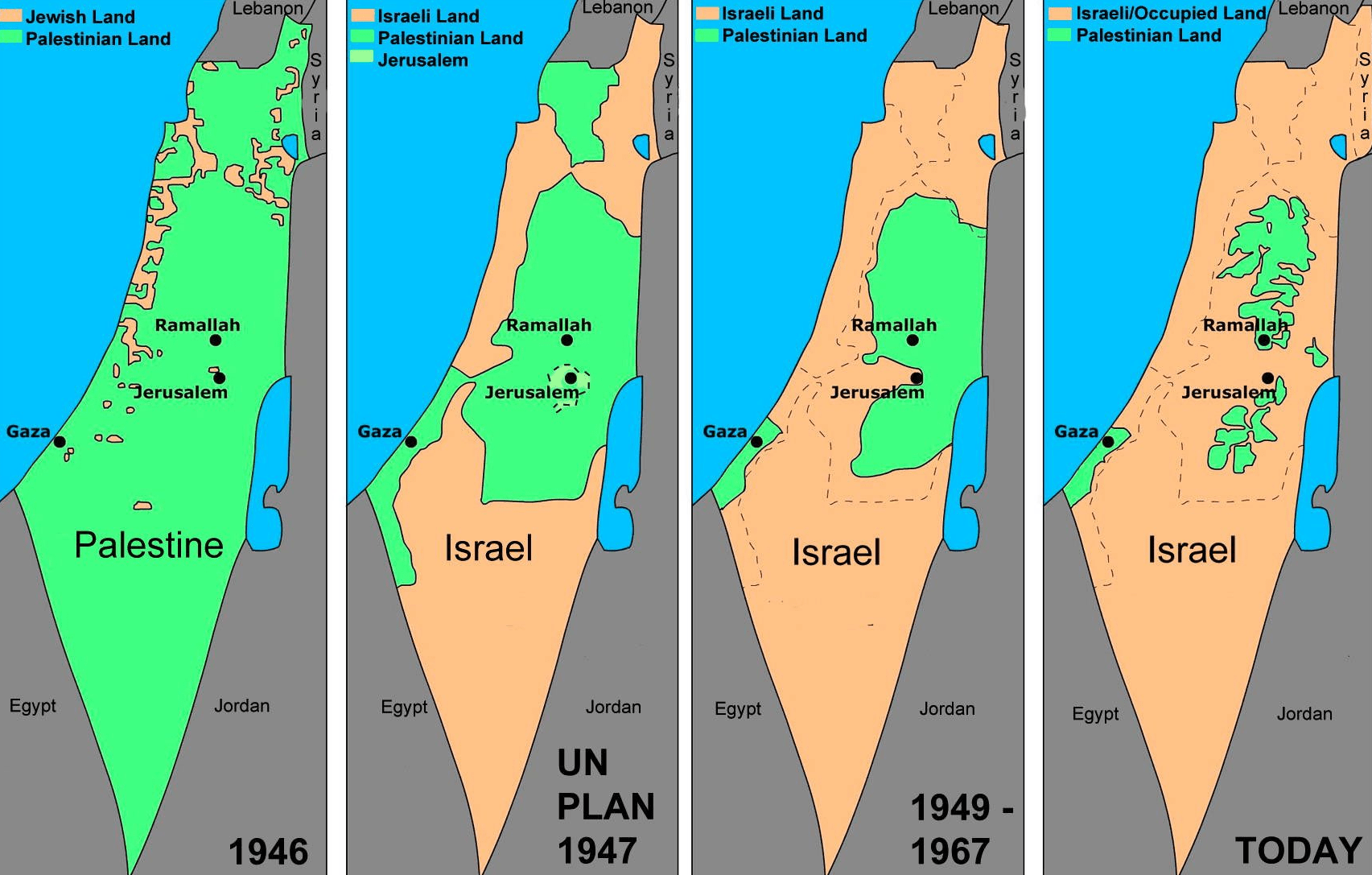 原创巴勒斯坦国领土大面积萎缩未来会和以色列合并吗